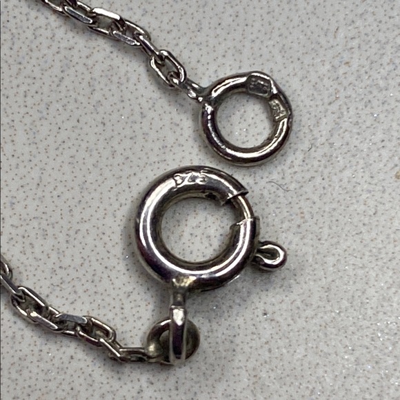 17" Sterling silver star pendant paper clip chain necklace 925 - Picture 4 of 10